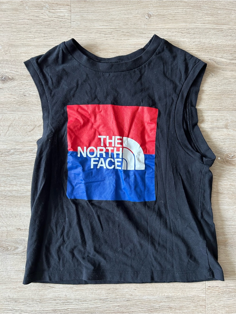 The North Face Black Tank with Red and Blue Logo
